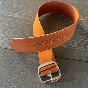 Ann Taylor Brown Suede Leather WIDE Belt Gold-Tone Buckle Women’s Size XS/S NWT